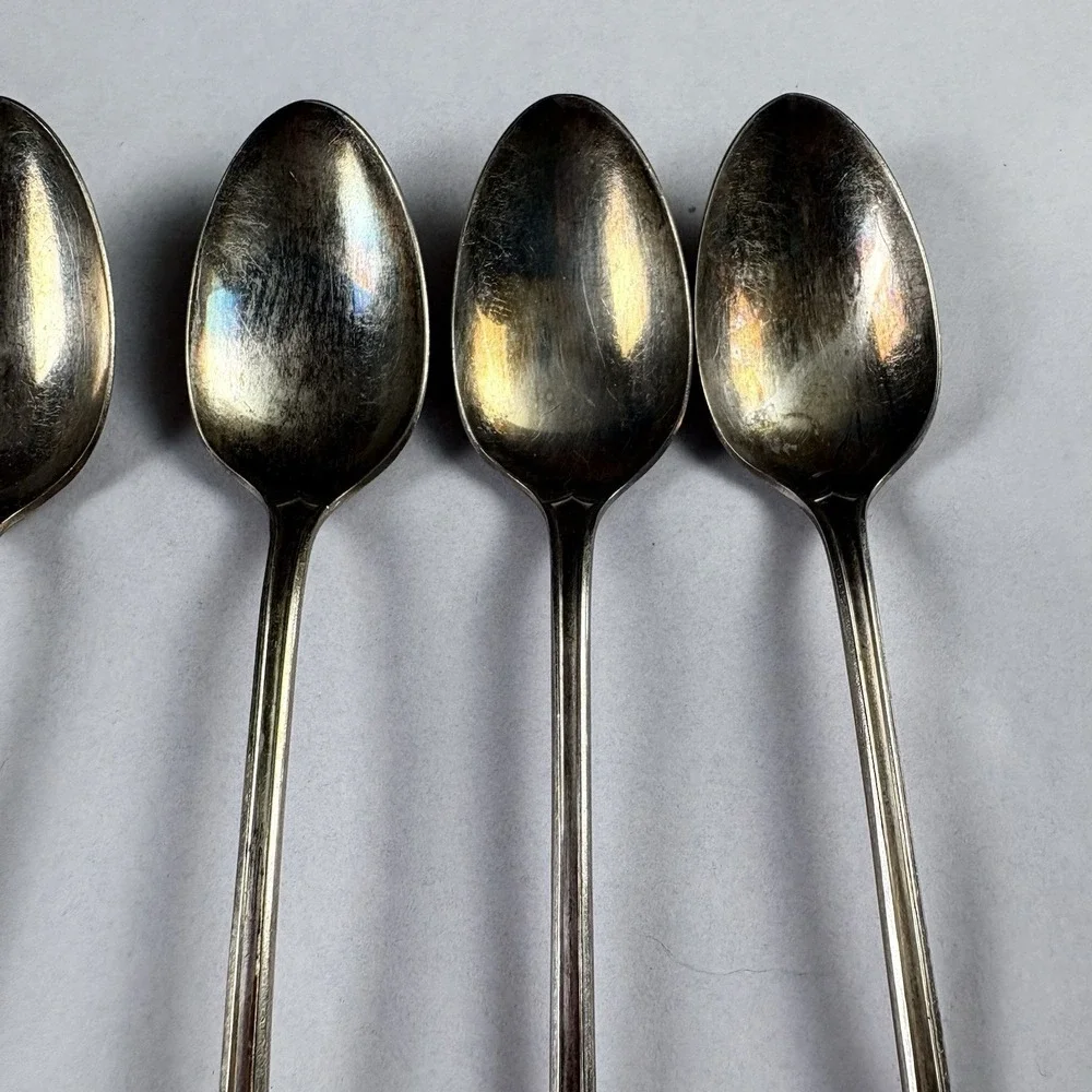 Vintage Wallingford Co No 29 Silverplate Teaspoons Set of 6 Monogram S 1900-1920